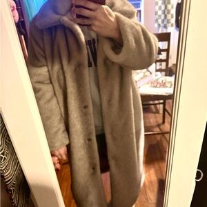 Abercrombie & Fitch Plush Gray Faux Fur Coat.